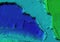 Digital elevation model of a mine with steep walls