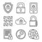 Digital Encrypt Technology Security Icons Set. Line Style Vector