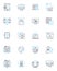 Digital engine linear icons set. Efficiency, Innovation, Automation, Intelligence, Optimization, Interoperability