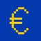 Digital euro - pixelated symbol as metaphor of fiat currency as virtual cryptocurrency and crypto