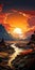 Digital Fantasy Landscape: Serene River Sunset Painting