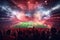 Digital Football or soccer stadium at night with crowd of fans. 3D rendering