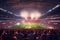 Digital Football or soccer stadium at night with crowd of fans. 3D rendering