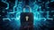 Digital Fortress: Padlock Guards Cyber Security, Internet Safety, and Data Protection. Generative AI