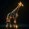 digital glowing giraffe of 3d triangular polygons