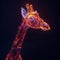 digital glowing giraffe of 3d triangular polygons