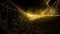 Digital Gold Particles Wave and light abstract background with shining floor particle stars dust. Futuristic glittering Luxury gol