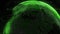 Digital Green Shinny Globe of Earth. Rotation of glossy planet with glowing particles. 3D animation of space with digital