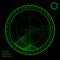 Digital green vector radar with targets in searching. Realistic military search sonar interface. Display illustration