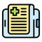 Digital health card icon color outline vector