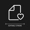 Digital heart screening result pixel perfect white linear ui icon for dark theme