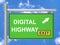 Digital Highway Sign Virtual Roadway 3d Illustration