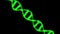 Digital Holographic Green DNA. Genetic engineering scientific concept. Black background