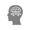 digital human head, brain, technology, head, memory, creative technology mind, artificial intelligence grey color icon