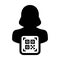 Digital id icon avatar with qr code for biometric identity in vector male user person profile symbol