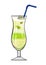 Digital illustration of alcoholic or non-alcoholic cocktail of different shapes and colors on white isolated background
