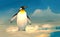Digital illustration art painting style a emperor penguin standing on ice.