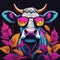 Digital Illustration Of A Cow With Sunglasses