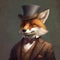 Digital illustration of a dapper fox in fancy clothing. Ai generated.