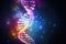 Digital illustration DNA structure in colour background 3D rendered image, Code of genetic human Spiral DNA polygonal, AI