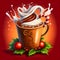Digital illustration of a fancy cute cartoon Christmas drink in a holiday glass