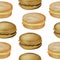 Digital illustration of food seamless pattern: hamburgers, burgers, sandwiches, burgers, chicken, burger on a white