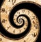 Digital illustration of an infinity spiral old clock