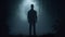 A digital illustration of a man standing tall and confident facing a shadowy figure representing his fears.