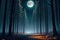 A digital illustration of a moon night landscape backgroun. Ai generative