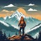 Digital Illustration Of A Mountain Climber