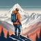 Digital Illustration Of A Mountain Climber