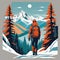 Digital Illustration Of A Mountain Climber