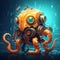 Digital Illustration of Robot Octopus
