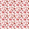 Digital illustration of a seamless pattern of red hot cayenne pepper pods on a white background