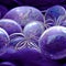 Digital illustration of several glass eggs sitting next to each other on top of a purple cloth.