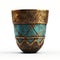 Digital Illustration Of Sleek Carved Metal Cup With Faded Paint