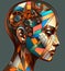 digital illustration unrecognizable human portrait depict deep emotion, distraught, mental illness