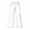 Digital Illustration Of White Wide Leg Pants With Detailed Penciling