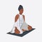 Digital illustration of a yogi girl in a turban is engaged in yoga meditates in the lotus position