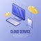 Digital isometric design concept scene-online cloud service for app,internet page,banners.Isometric business financial icons-