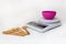 Digital kitchen scale with empty bowl