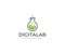 Digital Lab Logo Template. Chemical Flask Vector Design