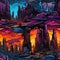 Digital landscapes art illustration with vibrant colors (tiled)