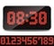 Digital LED clock with red dotted numbers, vector illustration