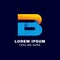 digital letter b logo template in gradients style. blue, yellow, and orange color