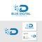 Digital letter d logo template with business card design