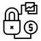 Digital lock antivirus icon outline vector. Safety firewall