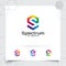 Digital logo letter S design vector with modern colorful pixel for technology, software, studio, app, and business