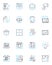 Digital management linear icons set. Automation, Integration, Optimization, Analytics, Collaboration, Performance