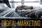 Digital marketing concepts ideas with male hand using laptop and chart interface